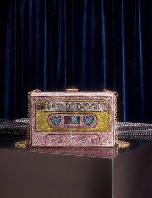 Flashy Rhinestone Cassette Purse