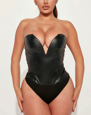 Dark Kiss Faux leather bodysuit