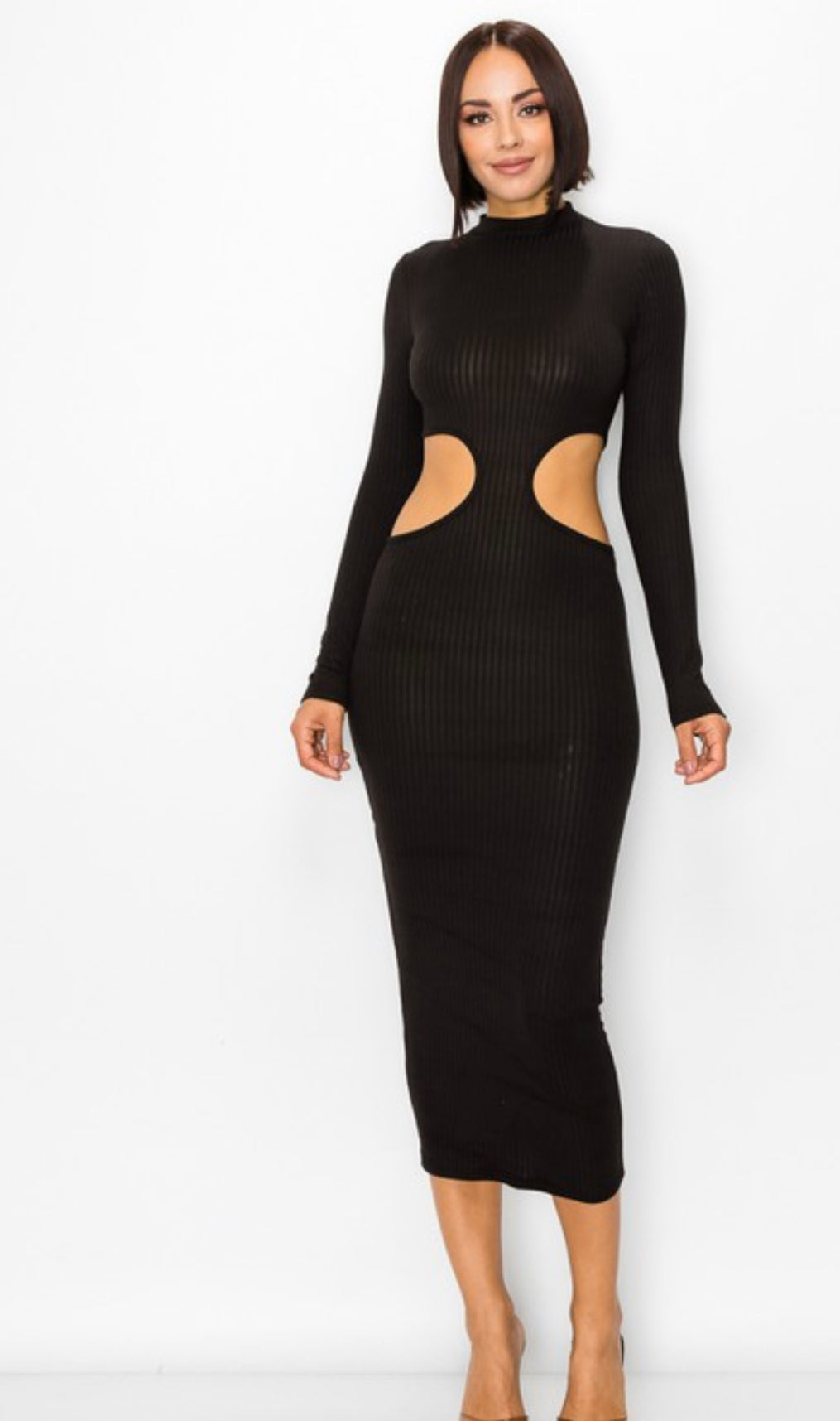 Black Midi Side out Dress