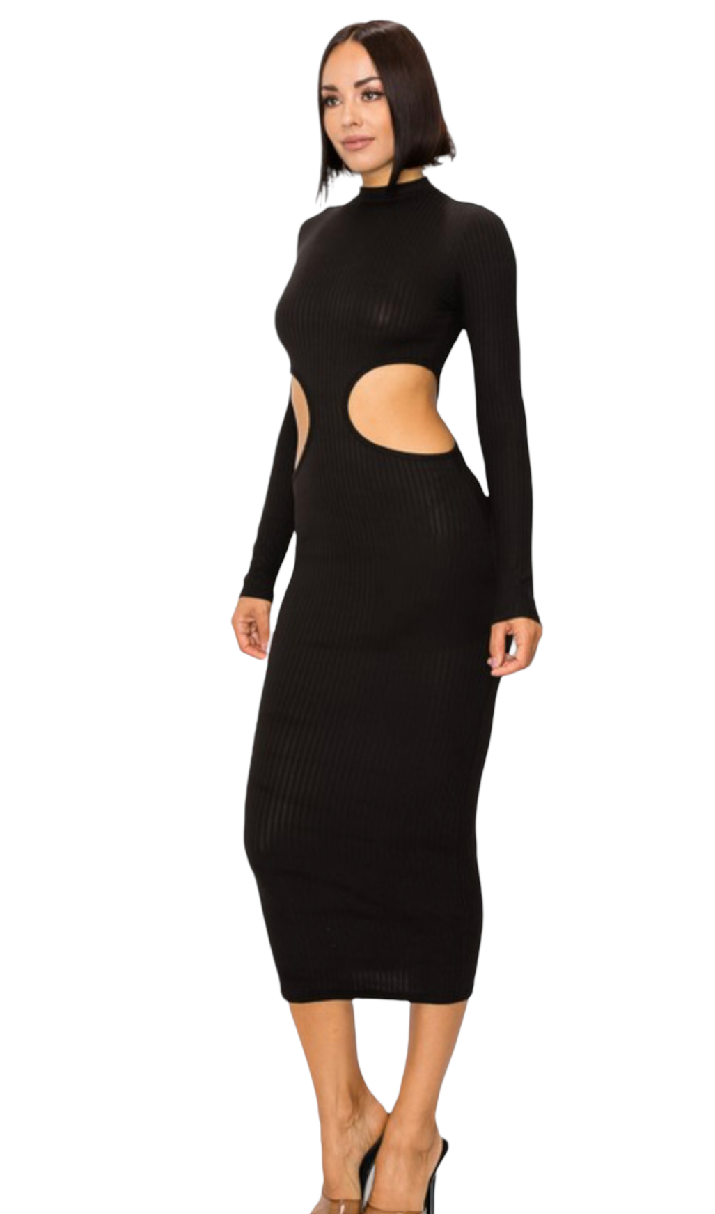 Black Midi Side out Dress